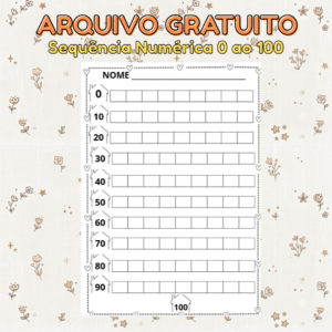 Sequência Numérica - 0 ao 100. (Material Gratuito)