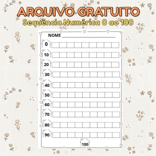 Sequência Numérica - 0 ao 100. (Material Gratuito)